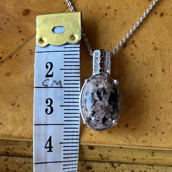 Natural Yooperlite Red Garnet Sterling Silver Necklace - Picture 3 of 9